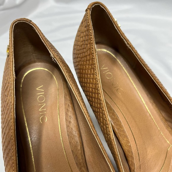 Vionic Heels Madison Mia Brown Leather Snakeskin Women’s Size 8.5 - Picture 9 of 14